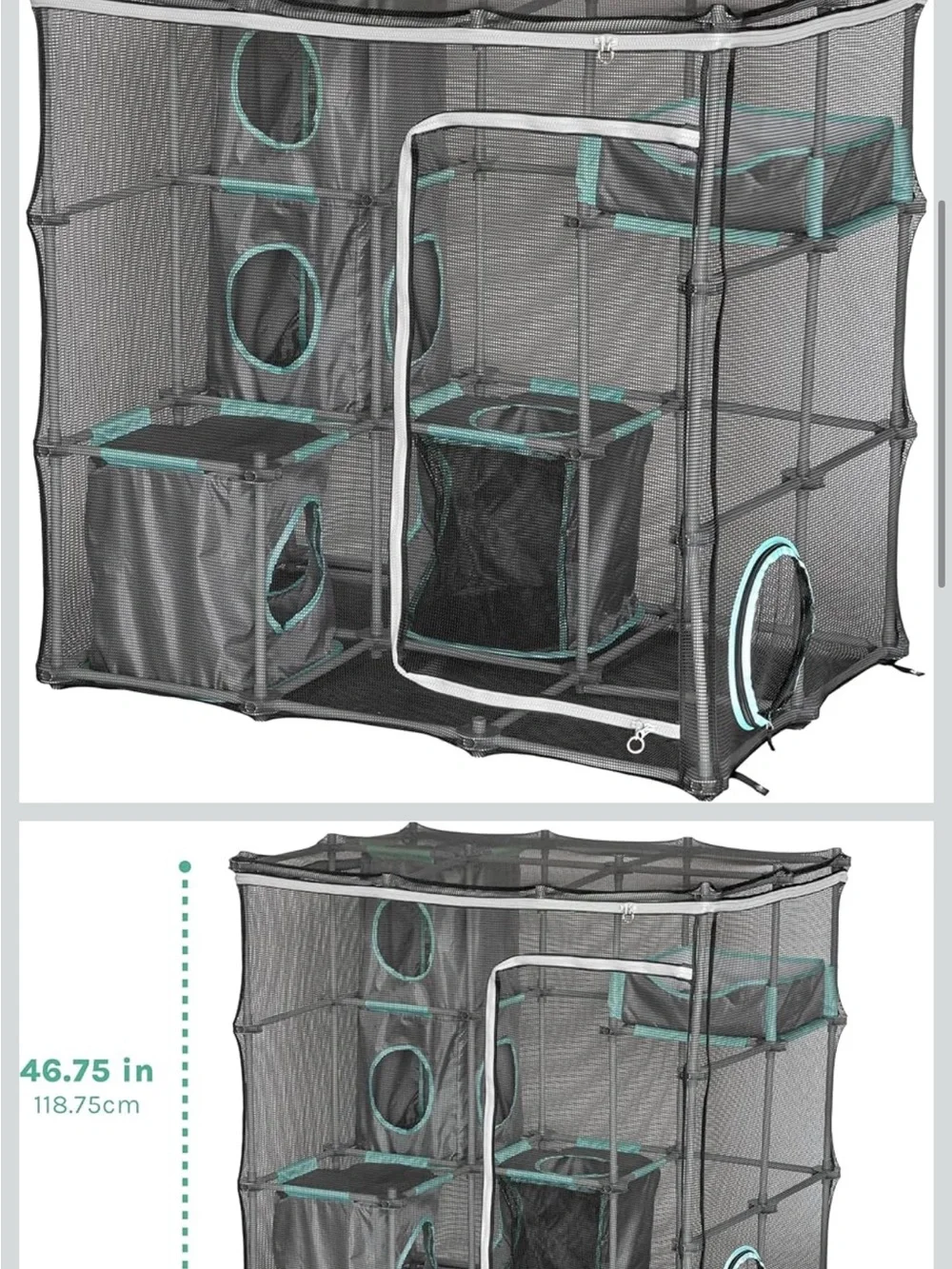 Catio Mesh Play & Storage Cubby in Teal and Black - Brand Unspecified